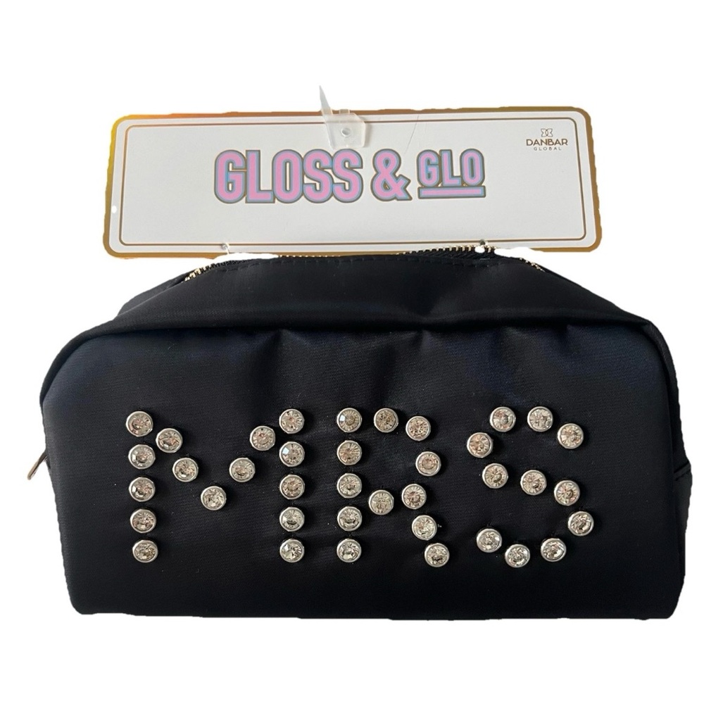 MRS Rhinestone Embellished Black Travel Pouch for Newlywed Bride Gift New